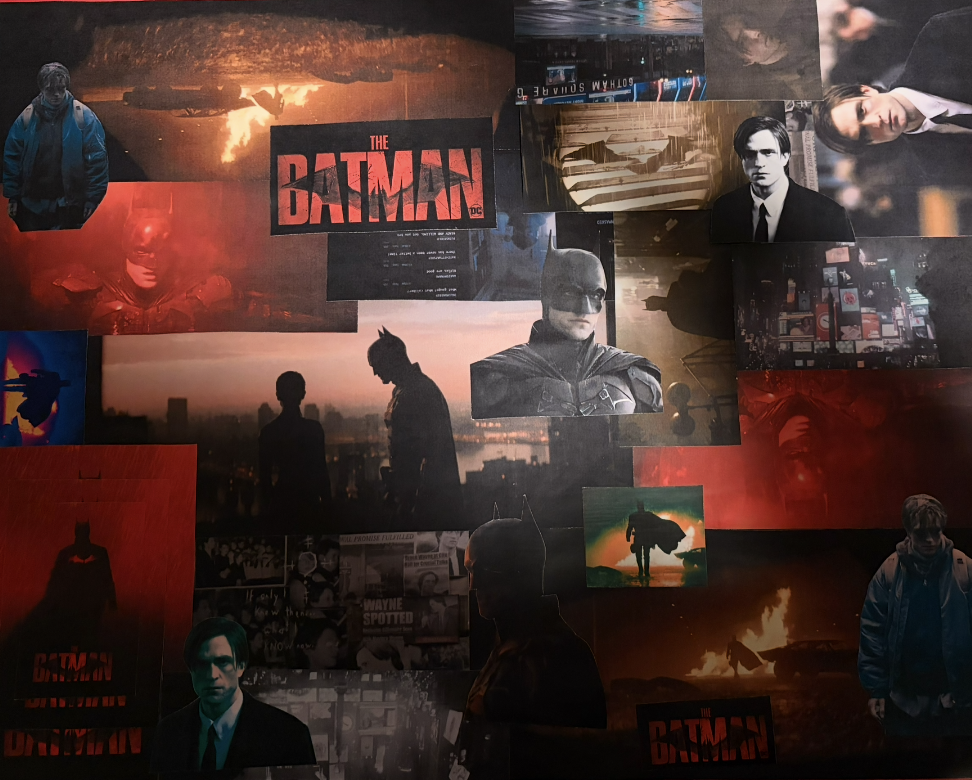 This is a photo of a collage artwork Lesly made that is Batman themed.