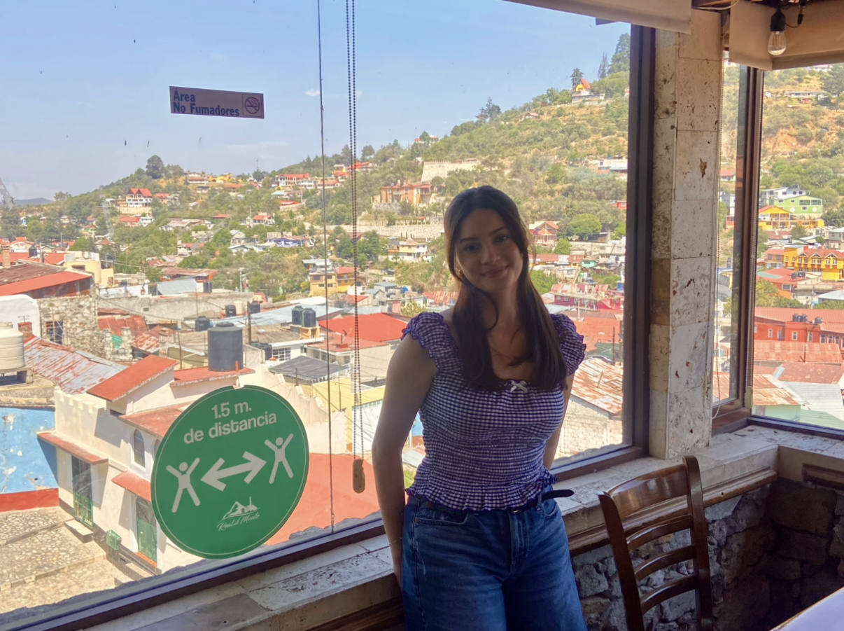 This is a photo of Lesly in Mexico at a resturant.