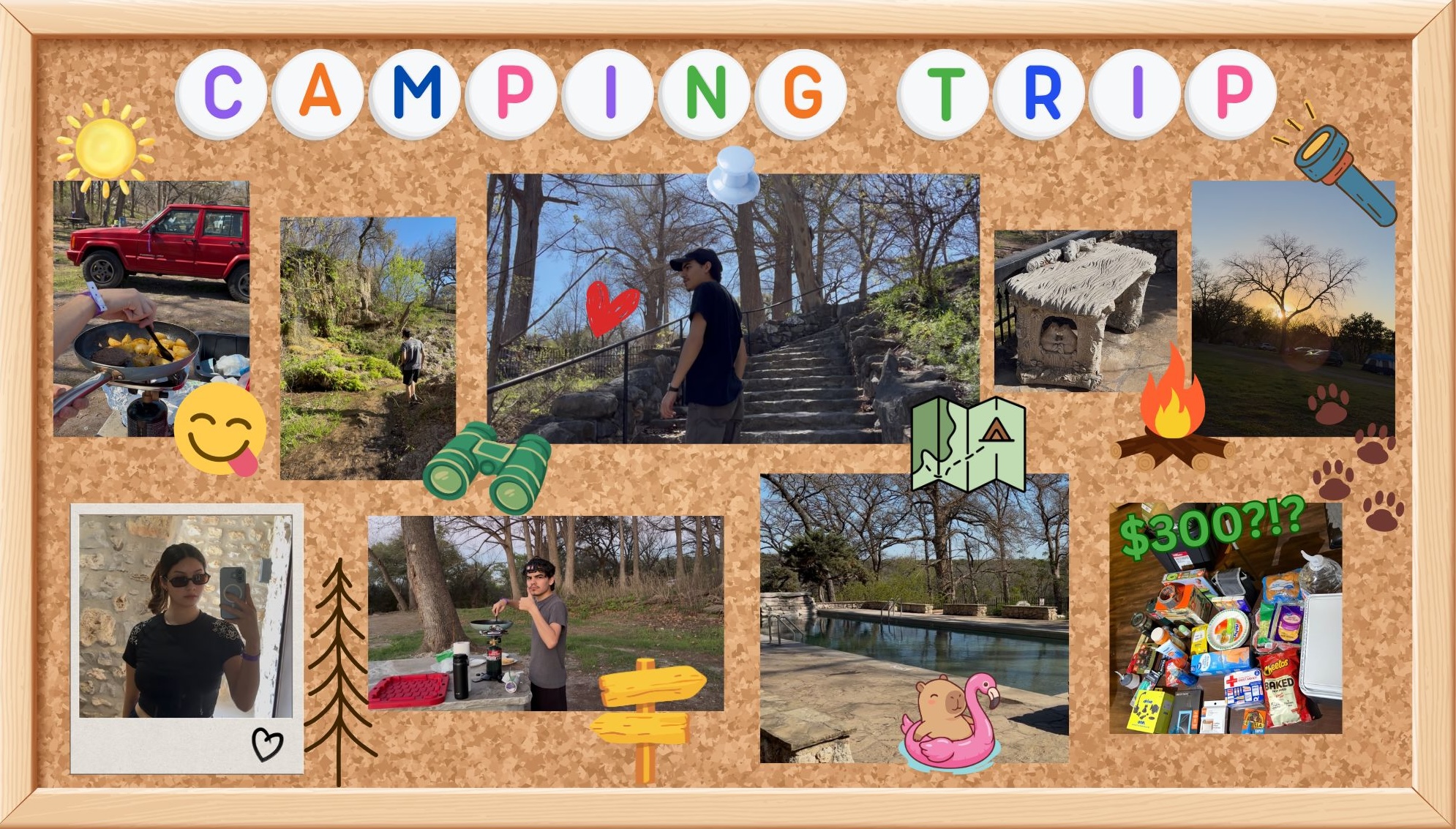 This is a digital collage I made about my camping trip.
